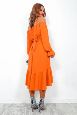 Star Crossed Lovers - Orange Long Sleeve Midi Dress -Glamoros Clothing Shop Star CrossedLovers OrangeLongSleeveMidiDress4