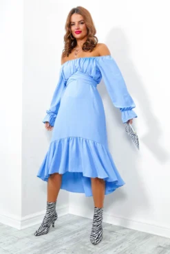 Star Crossed Lovers - Powder Blue Long Sleeve Midi Dress -Glamoros Clothing Shop Star CrossedLovers PowderBlueLongSleeveMidiDress2