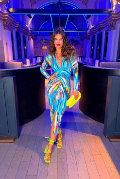 Stay A While - Blue Multi Abstract Print Ruched Midi Dress -Glamoros Clothing Shop StayAWhile BlueMultiAbstractPrintRuchedMidiDress 1 0a848657 cbcf 4cad 9fc4 898a710c3bdf