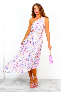 Stay Classy - White Purple Floral One Shoulder Midi Dress 12 Stay Classy - White Purple Floral One Shoulder Midi Dress -Glamoros Clothing Shop StayClassy WhitePurpleFloralOneShoulderMidiDress 5