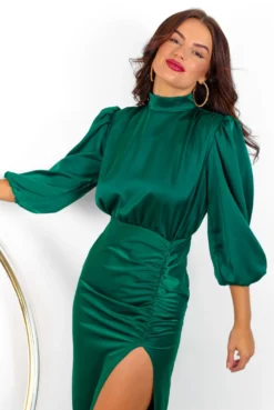 Steal Your Heart - Forest Satin Midi Dress -Glamoros Clothing Shop StealYourHeart ForestSatinMidiDress 4