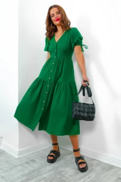 Sweet Amore - Green Tiered Midi Dress -Glamoros Clothing Shop SweetAmore GreenTieredMidiDress1