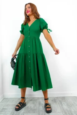 Sweet Amore - Green Tiered Midi Dress