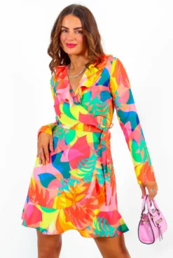 Sweetie - Multi Tropical Print Mini Dress -Glamoros Clothing Shop Sweetie MultiTropicalPrintMiniDress 3