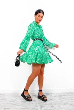 Take It Or Leave It - Green White Paisley Mini Dress 13 Take It Or Leave It - Green White Paisley Mini Dress -Glamoros Clothing Shop TakeItOrLeaveIt GreenWhitePaisleyMiniDress2