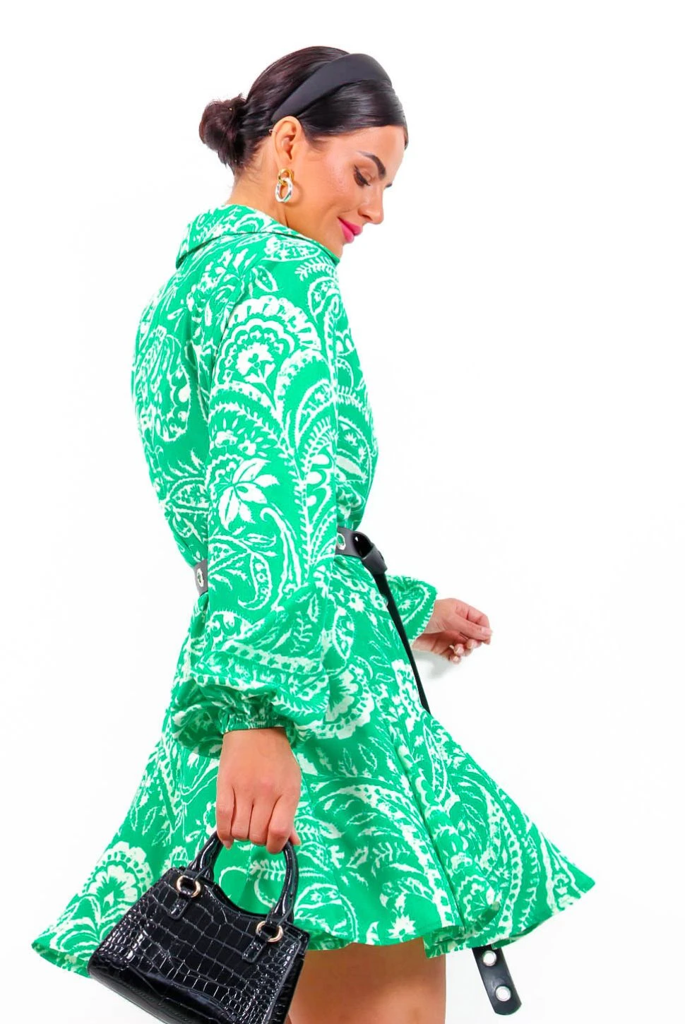 Take It Or Leave It - Green White Paisley Mini Dress 5 Take It Or Leave It - Green White Paisley Mini Dress - Image 5