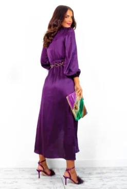 Take Me Out - Plum Satin Long Sleeve Wrap Maxi Dress -Glamoros Clothing Shop TakeMeOut PlumSatinLongSleeveWrapMaxiDress 6