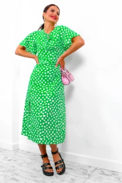 Take My Heart - Green Printed Midi Dress -Glamoros Clothing Shop TakeMyHeart GreenPrintedMidiDress 1 Copy