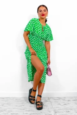 Take My Heart - Green Printed Midi Dress -Glamoros Clothing Shop TakeMyHeart GreenPrintedMidiDress 3
