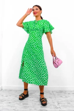 Take My Heart - Green Printed Midi Dress -Glamoros Clothing Shop TakeMyHeart GreenPrintedMidiDress 4