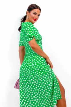 Take My Heart - Green Printed Midi Dress -Glamoros Clothing Shop TakeMyHeart GreenPrintedMidiDress 4 1