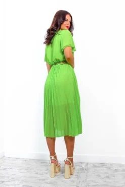 Taking Chances - Green Pleated Midi Dress -Glamoros Clothing Shop TakingChances GreenPleatedMidiDress 1