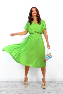 Taking Chances - Green Pleated Midi Dress -Glamoros Clothing Shop TakingChances GreenPleatedMidiDress 4