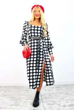 Thats My Opinion - Black White Polka Dot Midi Dress -Glamoros Clothing Shop That sMyOpinion BlackWhitePolkaDotMidiDress 4