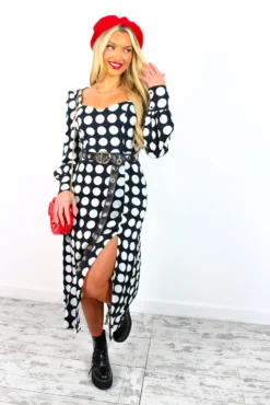 Thats My Opinion - Black White Polka Dot Midi Dress -Glamoros Clothing Shop That sMyOpinion BlackWhitePolkaDotMidiDress 6