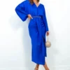 Thats Showbiz Baby - Cobalt Draped Midi Dress