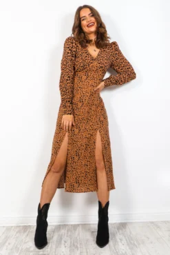 Thats Wild - Leopard Print Split Midi Dress -Glamoros Clothing Shop ThatsWild LeopardPrintSplitMidiDress 1