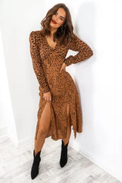 Thats Wild - Leopard Print Split Midi Dress