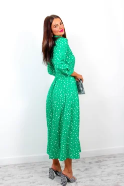The Girl Is Wild - Green Spotted Maxi Shirt Dress -Glamoros Clothing Shop TheGirlIsWild GreenSpottedMaxiShirtDress 6