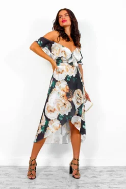 The Hot List - Black Floral Wrap Dress -Glamoros Clothing Shop TheHotList BlackFloralWrapDress4