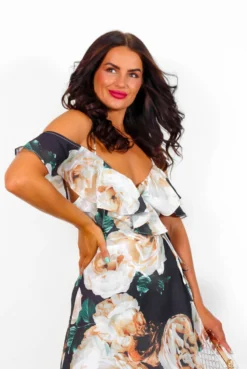 The Hot List - Black Floral Wrap Dress -Glamoros Clothing Shop TheHotList BlackFloralWrapDress5