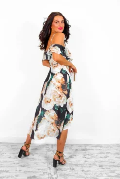 The Hot List - Black Floral Wrap Dress -Glamoros Clothing Shop TheHotList BlackFloralWrapDress6