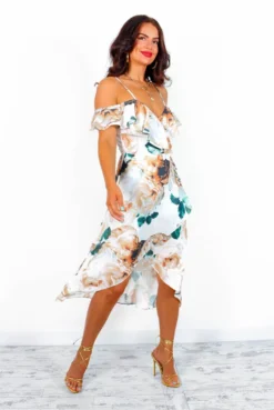 The Hot List - White Floral Wrap Dress