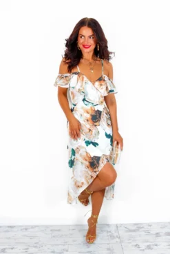 The Hot List - White Floral Wrap Dress -Glamoros Clothing Shop TheHotList WhiteFloralWrapDress7
