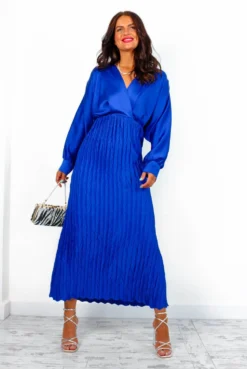 The Next Chapter - Cobalt Pleated Maxi Dress