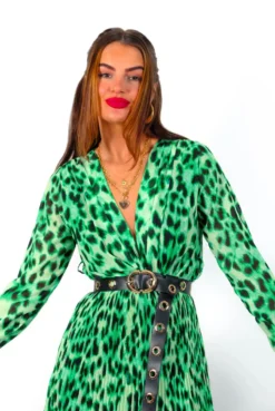 The Pleat Goes On - Green Black Animal Print Pleated Midi Dress -Glamoros Clothing Shop ThePleatGoesOn GreenBlackAnimalPrintPleatedMidiDress 12