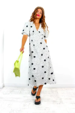 New Release -Glamoros Clothing Shop ThinkingOfYou WhiteBlackPolkaDotMidiDress 2 scaled