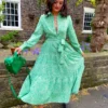 Tiers Of Green - Midi Shirt Dress