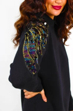 Time To Shine - Black Knitted Jumper Dress -Glamoros Clothing Shop TimeToShine BlackKnittedJumperDress 1 scaled