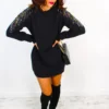 Time To Shine - Black Knitted Jumper Dress