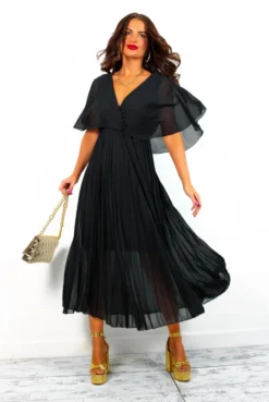 Timeless - Black Pleated Maxi Dress -Glamoros Clothing Shop Timeless BlackPleatedMaxiDress 3