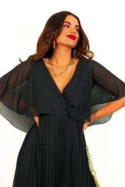 Timeless - Black Pleated Maxi Dress -Glamoros Clothing Shop Timeless BlackPleatedMaxiDress 8