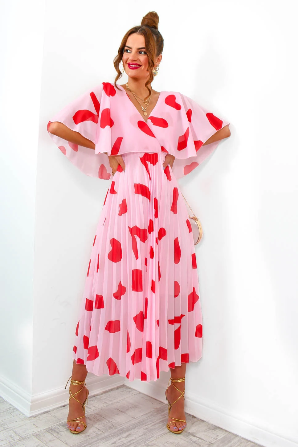 Timeless - Red Pink Pleated Maxi Dress 1 Timeless - Red Pink Pleated Maxi Dress
