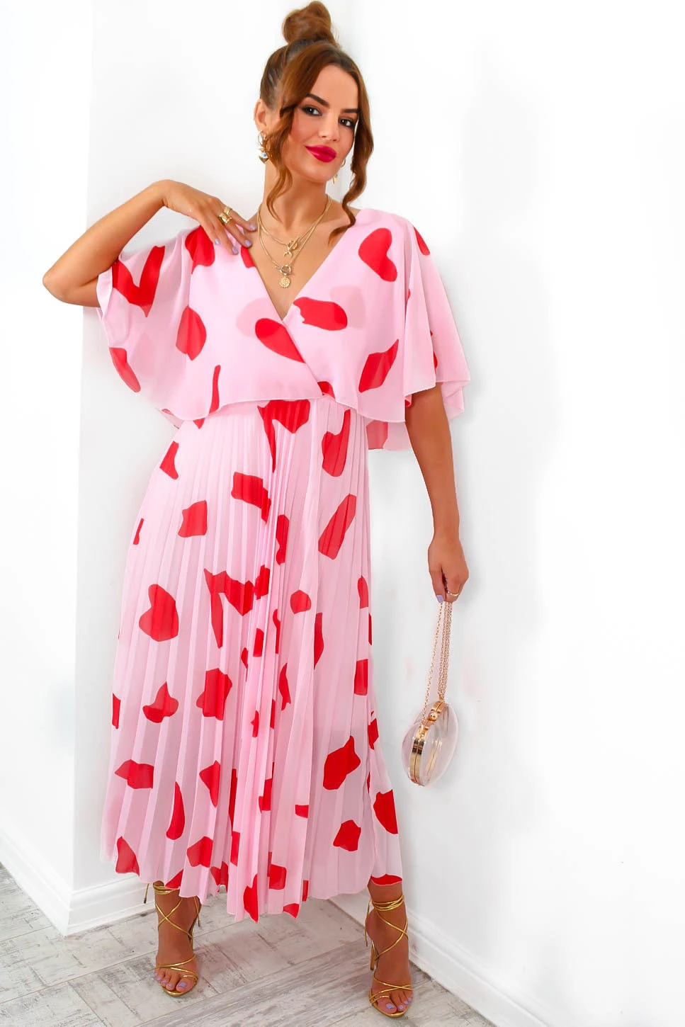 Timeless - Red Pink Pleated Maxi Dress 8 Timeless - Red Pink Pleated Maxi Dress - Image 8