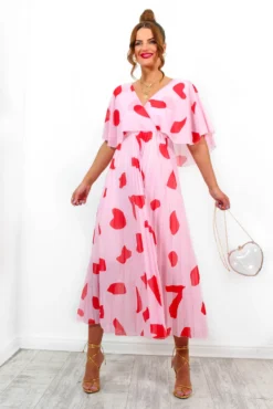Timeless - Red Pink Pleated Maxi Dress 11 Timeless - Red Pink Pleated Maxi Dress -Glamoros Clothing Shop Timeless RedPinkPleatedMaxiDress 5