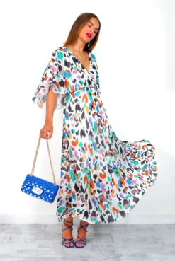 Timeless - White Multi Animal Print Pleated Midi Dress -Glamoros Clothing Shop Timeless WhiteMultiAnimalPrintPleatedMidiDress 2