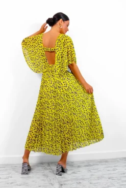 Timeless - Yellow Purple Leopard Pleated Maxi Dress 8 Timeless - Yellow Purple Leopard Pleated Maxi Dress -Glamoros Clothing Shop Timeless YellowPurpleLeopardPleatedMaxiDress 1