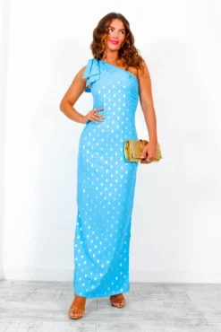 Upgrade You - Turquoise Gold Spot One Shoulder Maxi Dress 10 Upgrade You - Turquoise Gold Spot One Shoulder Maxi Dress -Glamoros Clothing Shop UpgradeYou TurquoiseGoldSpotOneShoulderMaxiDress 1