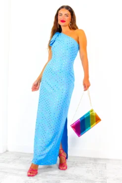 Upgrade You - Turquoise Multi Spot One Shoulder Maxi Dress -Glamoros Clothing Shop UpgradeYou TurquoiseMultiSpotOneShoulderMaxiDress 2