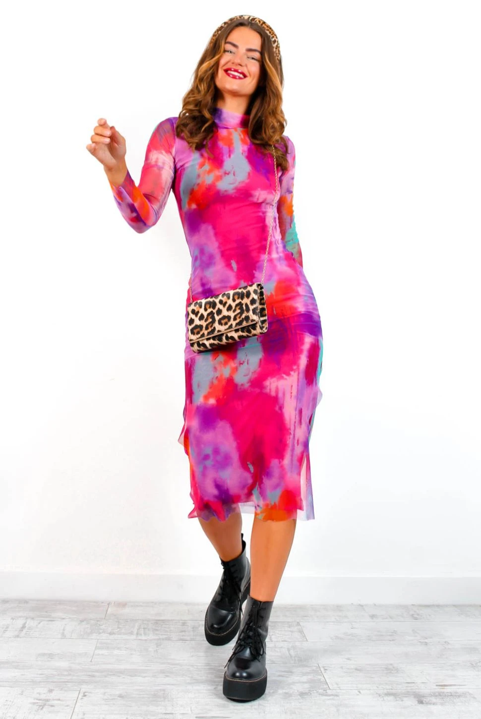 Utterly Obsessed - Pink Lilac Tie Dye Mesh Midi Dress 6 Utterly Obsessed - Pink Lilac Tie Dye Mesh Midi Dress - Image 6