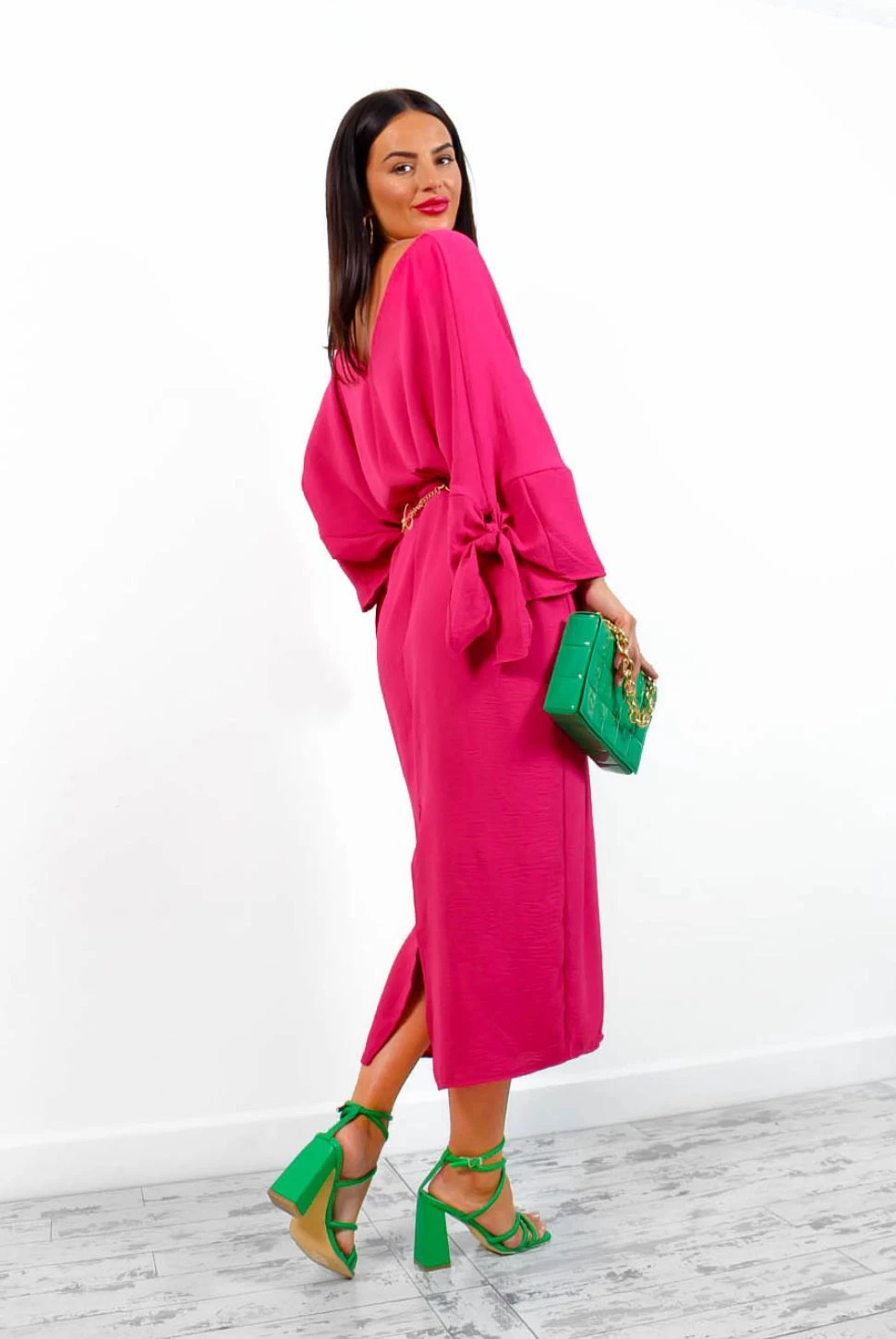 V My Baby - Fuchsia Maxi Dress 2 V My Baby - Fuchsia Maxi Dress - Image 2