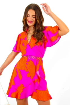 AX Paris Waiting For You - Pink Orange Floral Mini Wrap Dress 9 AX Paris Waiting For You - Pink Orange Floral Mini Wrap Dress -Glamoros Clothing Shop WaitingForYou PinkOrangeFloralMiniWrapDress 5 8ddb4259 0707 4086 94ee fe961f1e51e0