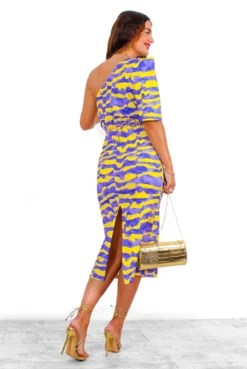 Wanderin Free - Lilac Yellow Abstract One Shoulder Midi Dress 13 Wanderin Free - Lilac Yellow Abstract One Shoulder Midi Dress -Glamoros Clothing Shop Wanderin Free LilacYellowAbstractOneShoulderMidiDress 4