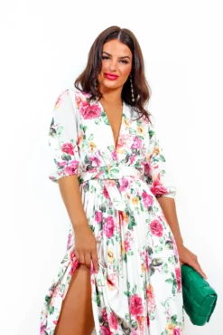 Watch Her Bloom - White Floral Pleated Midi Dress 13 Watch Her Bloom - White Floral Pleated Midi Dress -Glamoros Clothing Shop WatchHerBloom WhiteFloralPleatedMidiDress 1