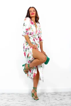 Watch Her Bloom - White Floral Pleated Midi Dress 15 Watch Her Bloom - White Floral Pleated Midi Dress -Glamoros Clothing Shop WatchHerBloom WhiteFloralPleatedMidiDress 7