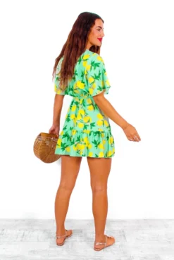 What A Hottie - Green Lemon Print Mini Dress -Glamoros Clothing Shop WhatAHottie GreenLemonPrintMiniDress 5